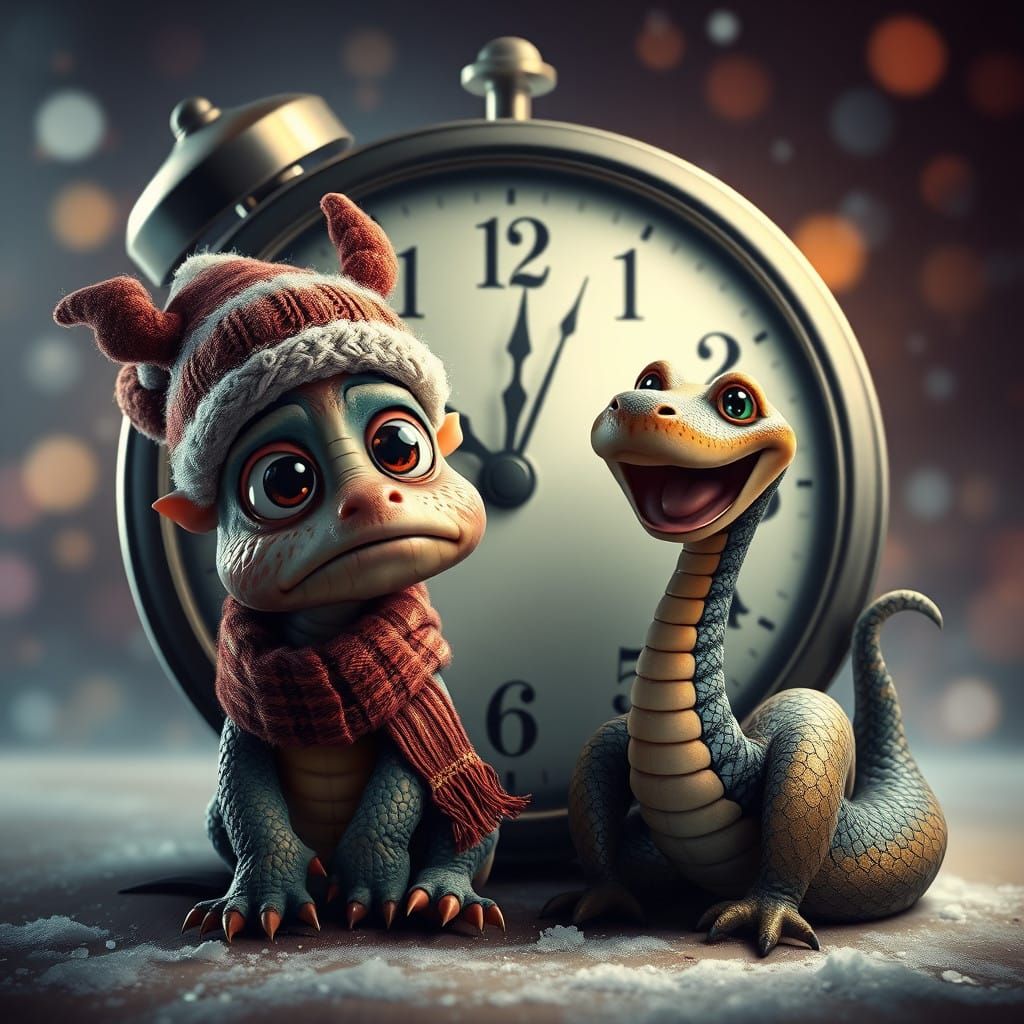 Winter Dragon on Cusp of New Year, with Smiling Snake