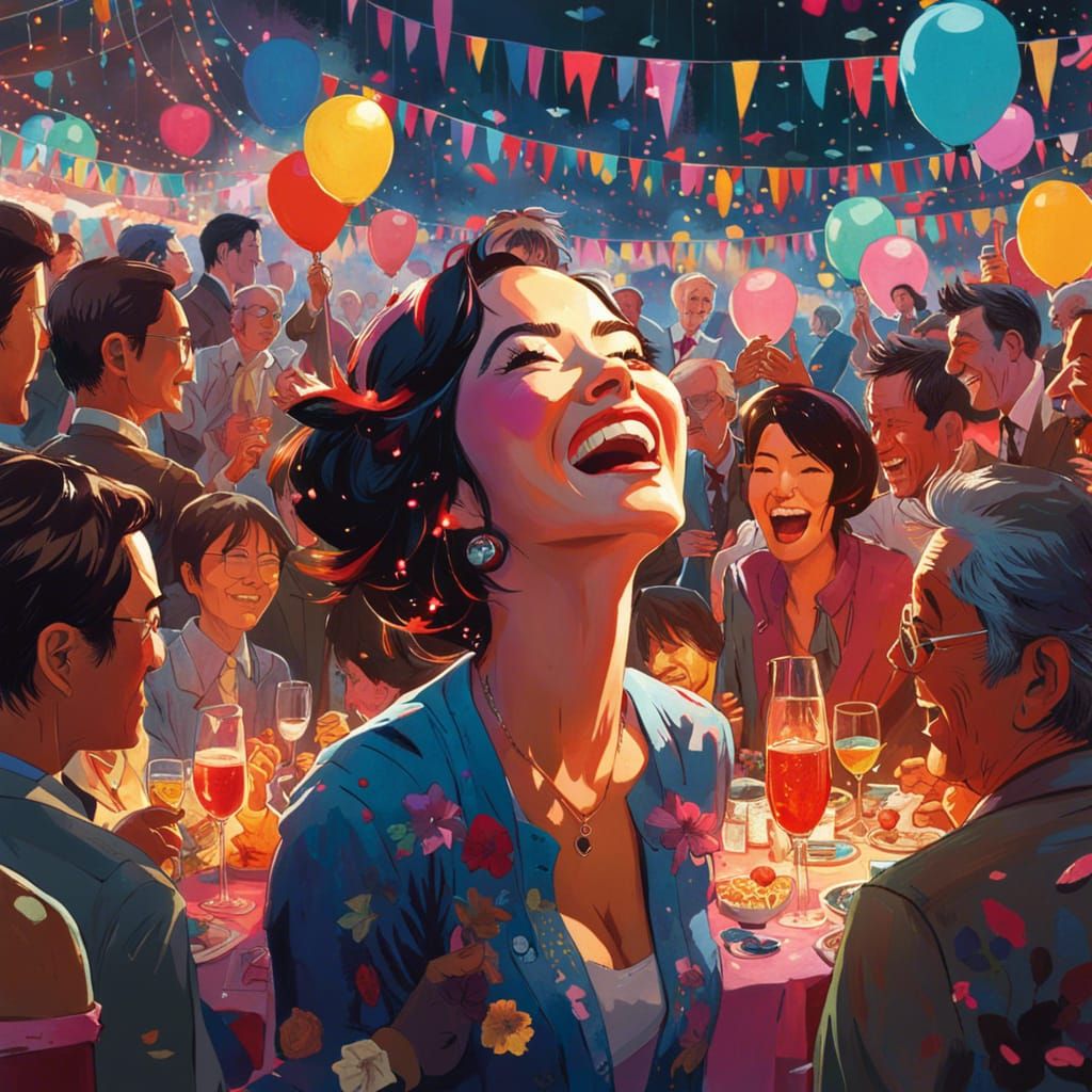 Joyful Woman Celebrates at a Vibrant Party