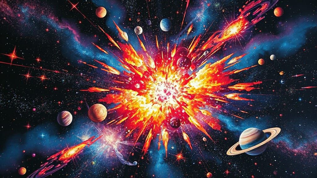 Surreal Cosmic Explosion in Volumetric Style