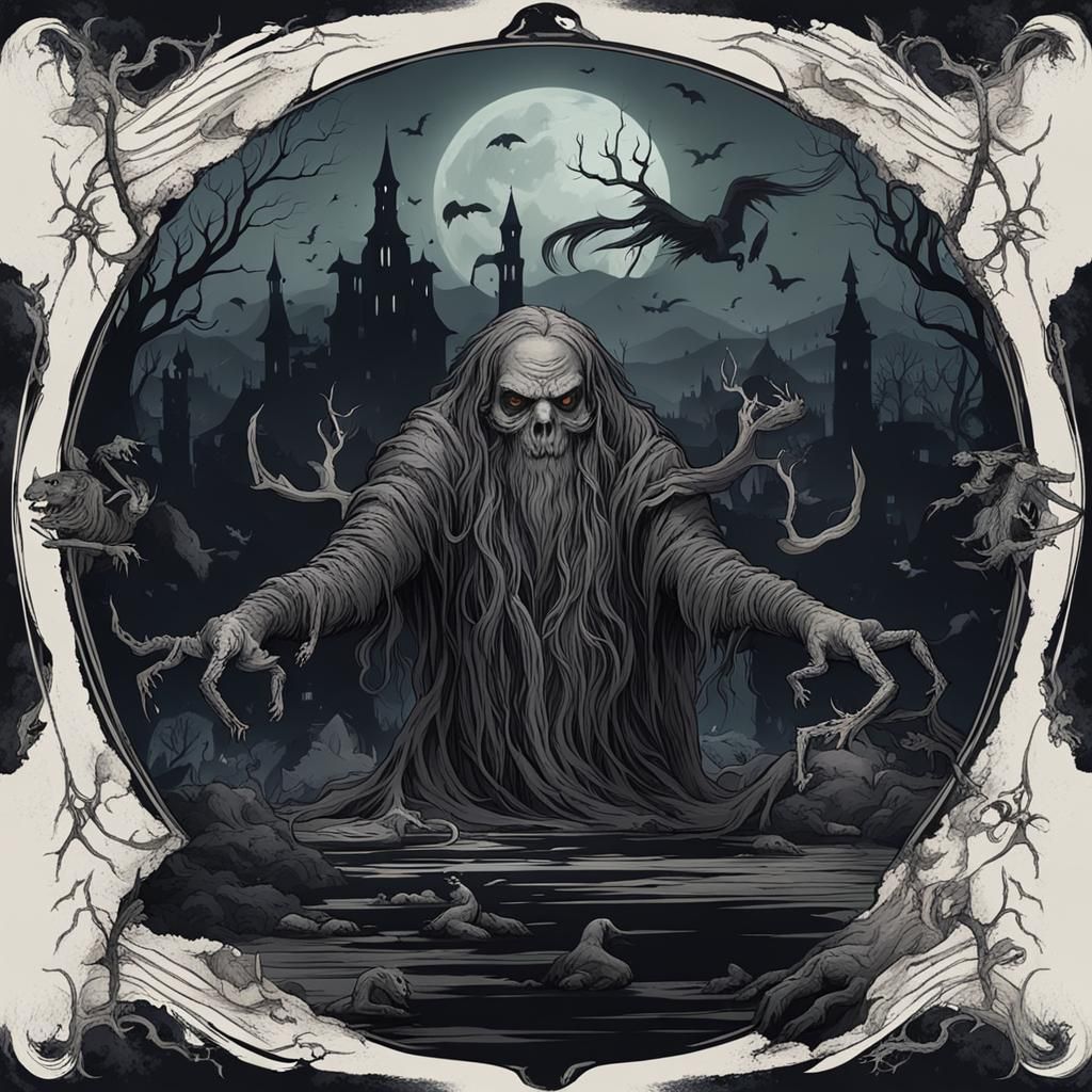 Dark Fantasy Illustration in Scandinavian Mythology Style