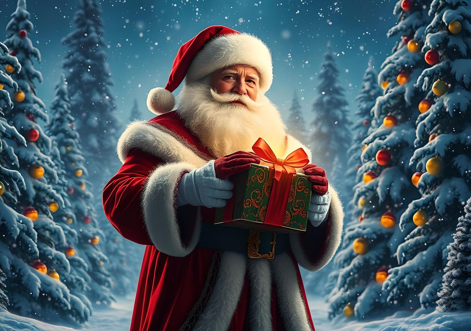 Surreal Christmas Scene in Vibrant Fantasy Art Style