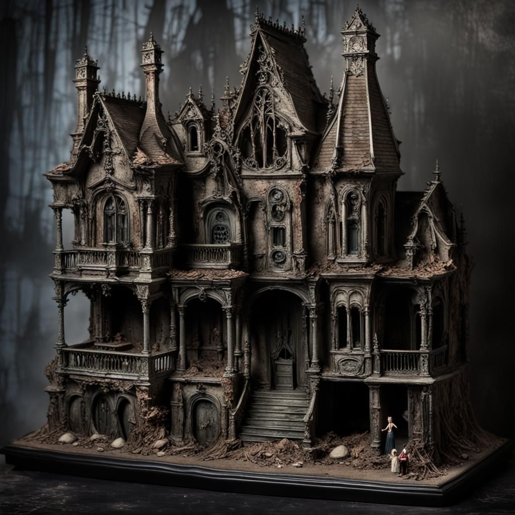 Eccentric Gothic Horror Dollhouse Sculpture