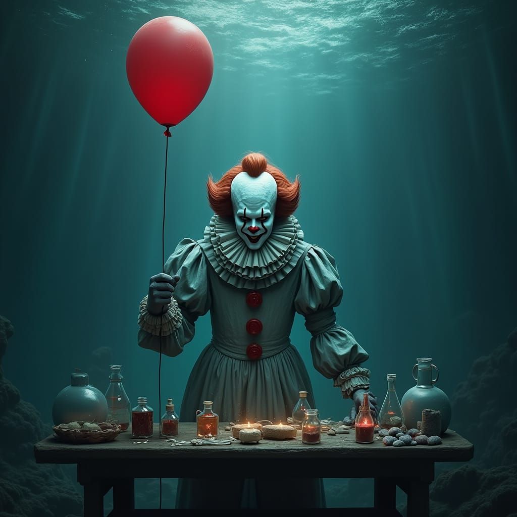 Pennywise Holding Balloon on Ocean Floor, Magical Potions