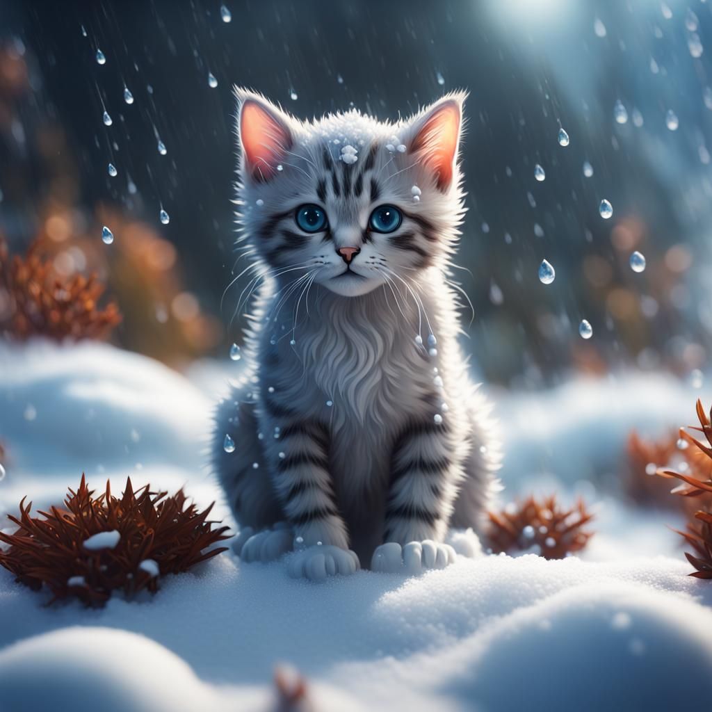 Winter Wonderland of a Curious Baby Cat