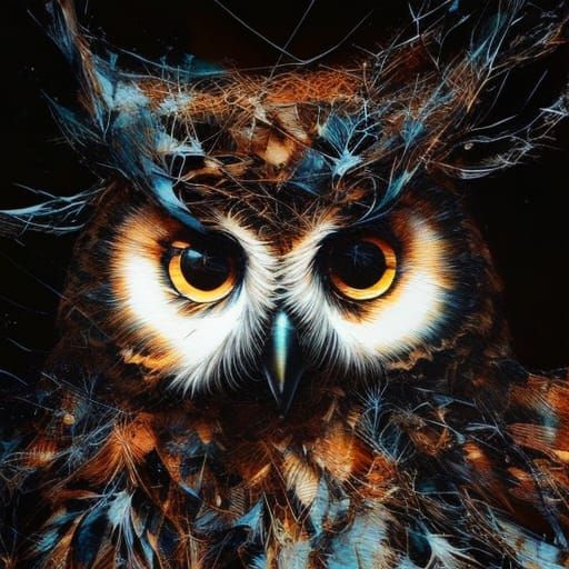 Inkblot Chibi Owl Masterpiece: Ultra-Fine Details in High Co...