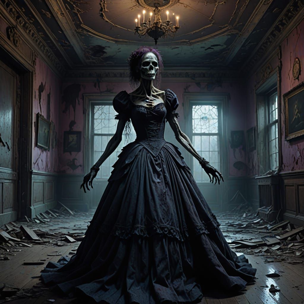 Dark Fantasy Zombie Dancer in Tattered Ball Gown