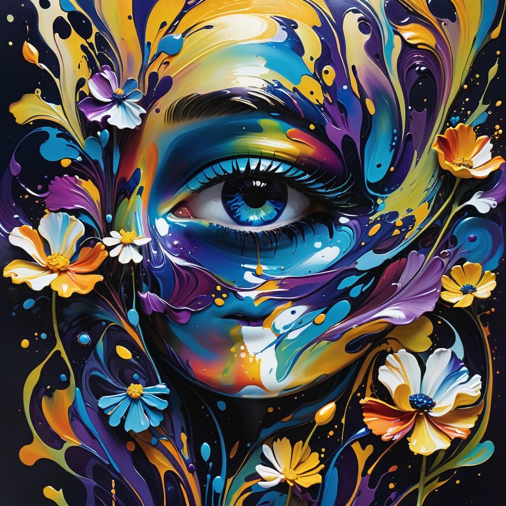 Vibrant Fauvist Abstract with Ethereal Blooms