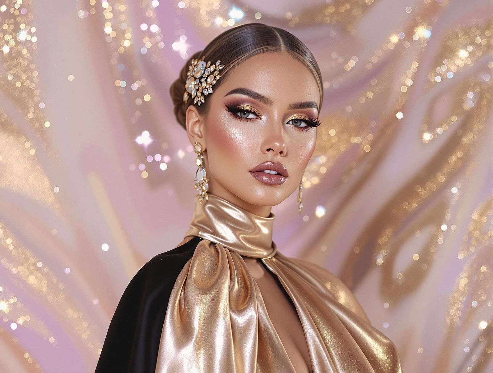 Luxurious Lady in Metallic Elegance