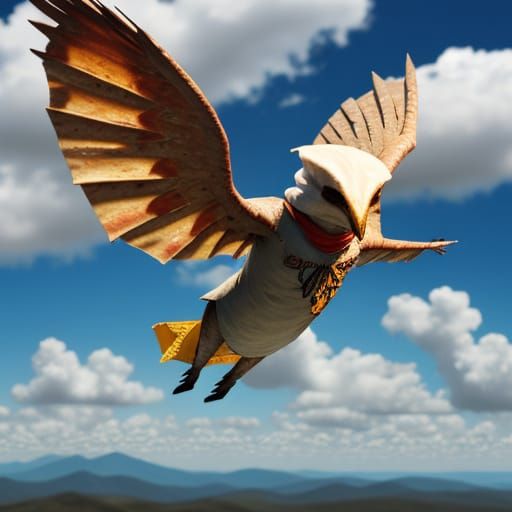 Flying Burrito with Tortilla Chip Wings