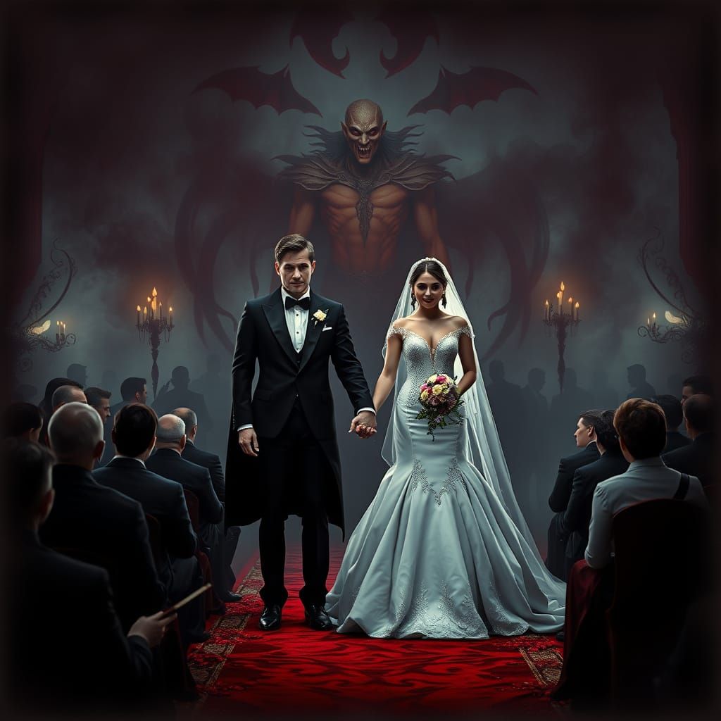 Vampire Bride and Human Groom Wedding in 8K