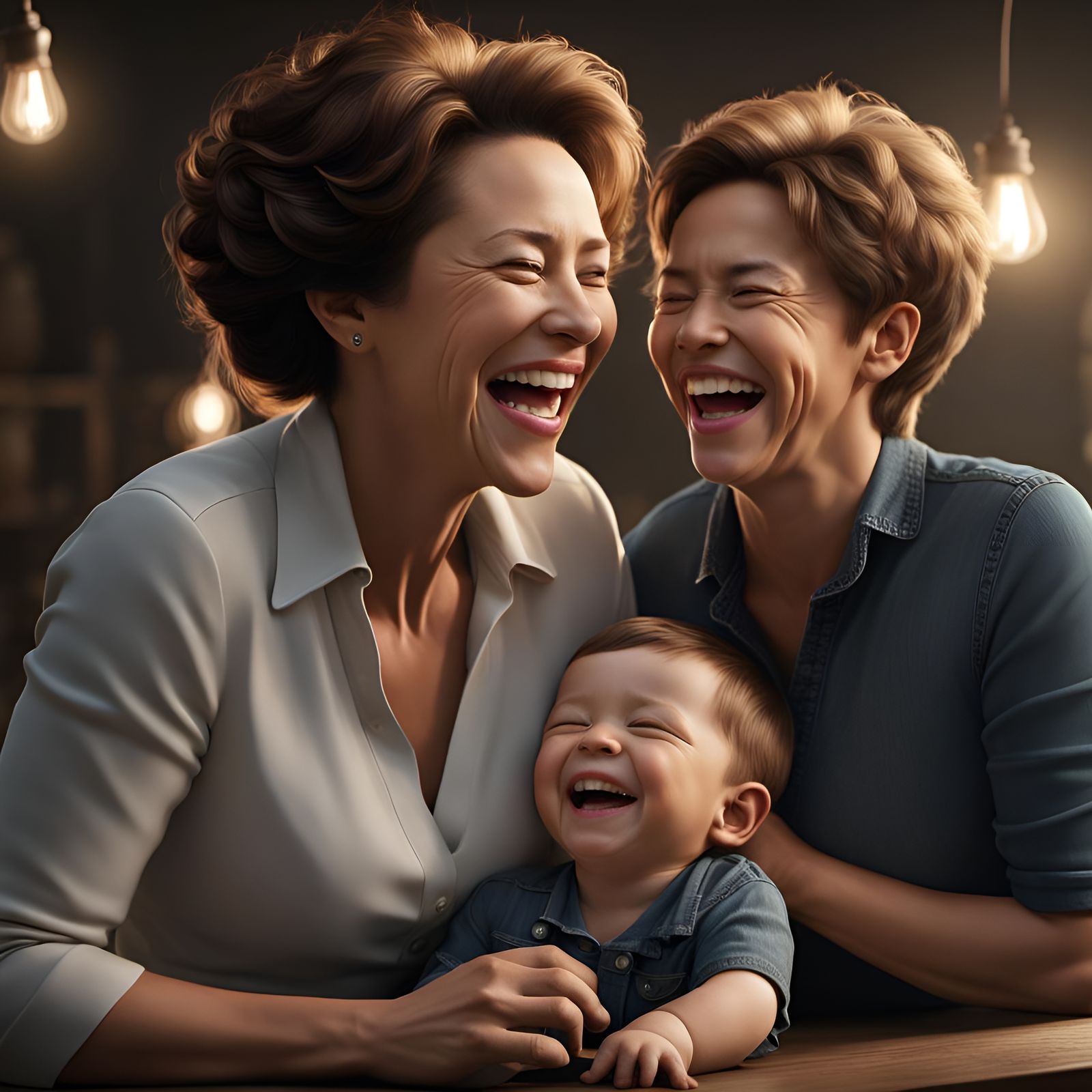 Mother and Son Share Joyful Laughter