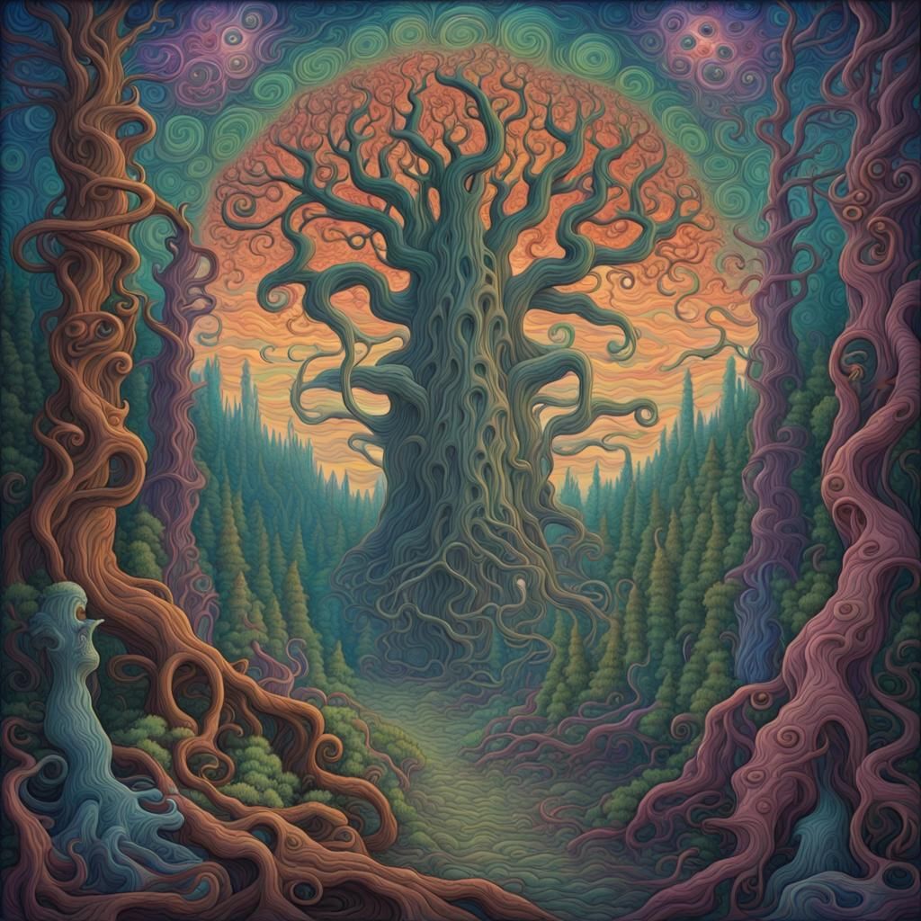 Ethereal Realm in Vibrant, Dreamlike Hues