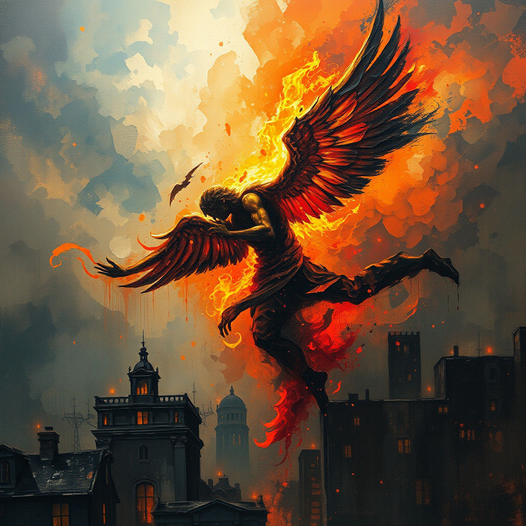 Fiery Angel Descends Upon a Burning Metropolis