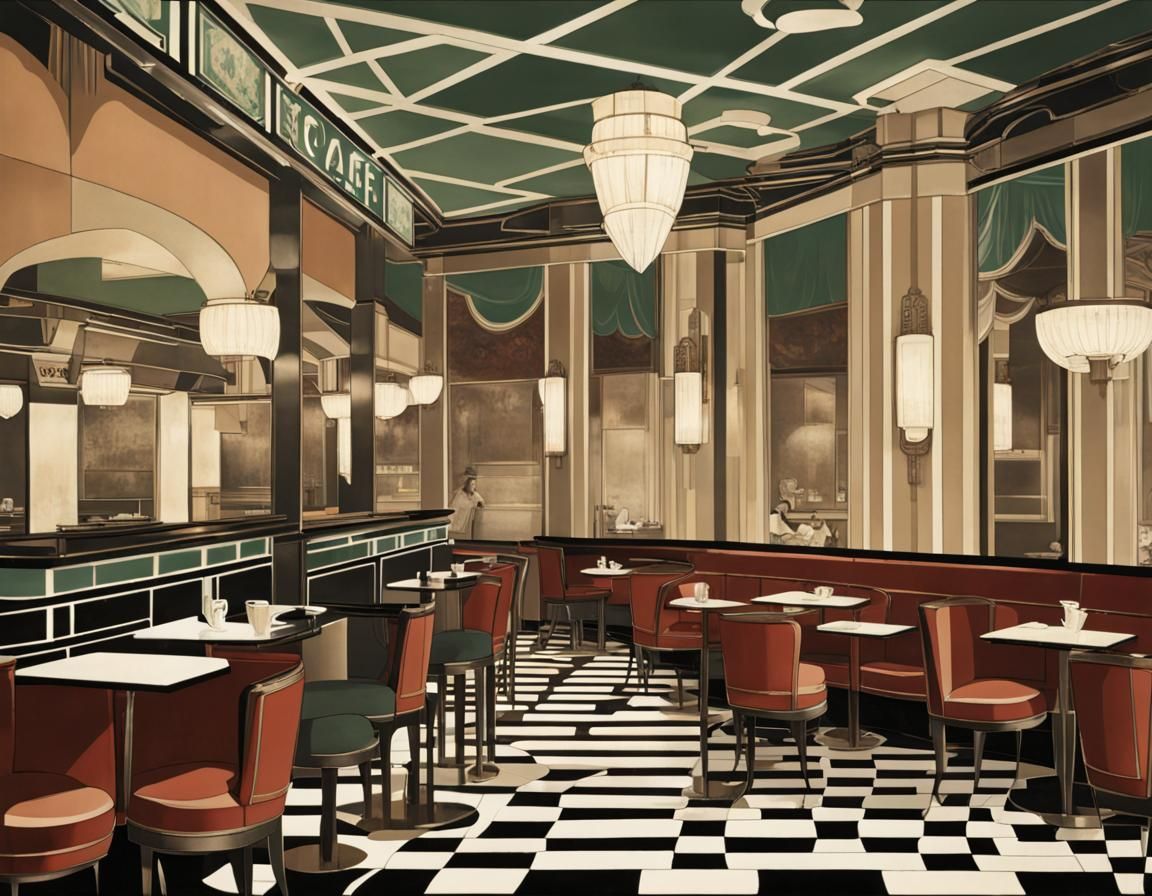 Art Deco Cafe Interior 1920 - 1930 Era
