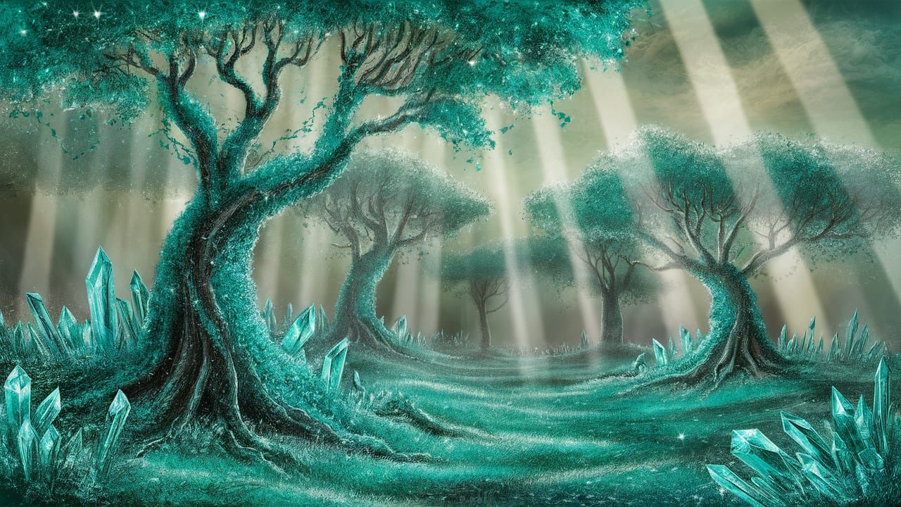 Turquoise Crystal Forest in Vibrant Fantasy Style