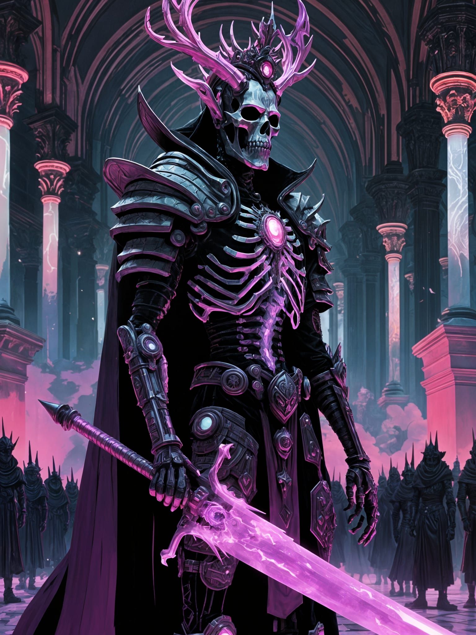 Lich King of the Underworld in Cyberpunk Fantasy Style