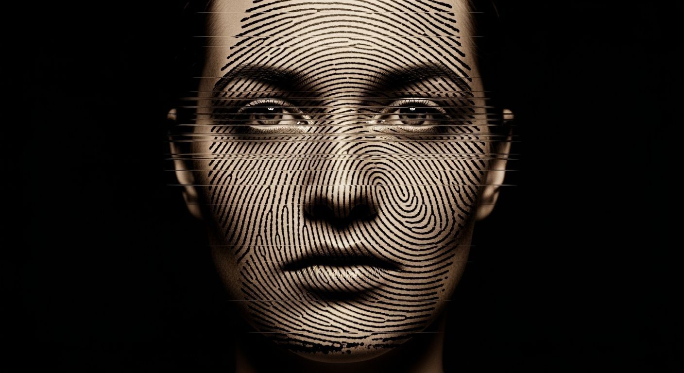 Fractal Face Portrait: Forensic Chic with Fingerprint Detail
