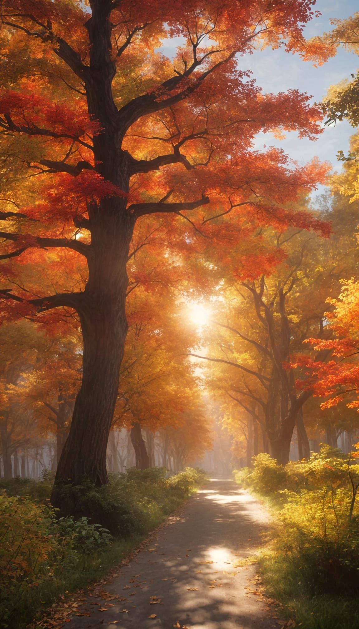 Golden Hour Forestscape in Komorebi Style