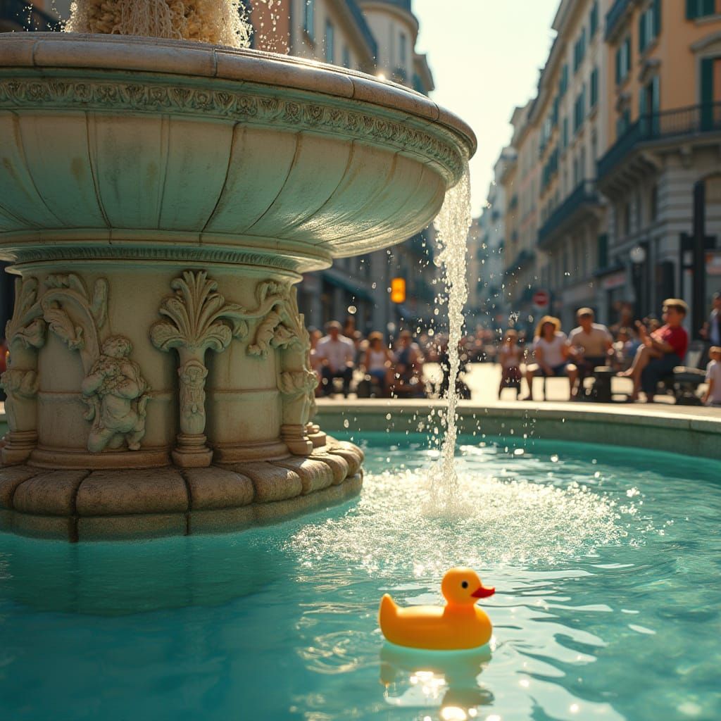 Vibrant City Fountain in Lively Square