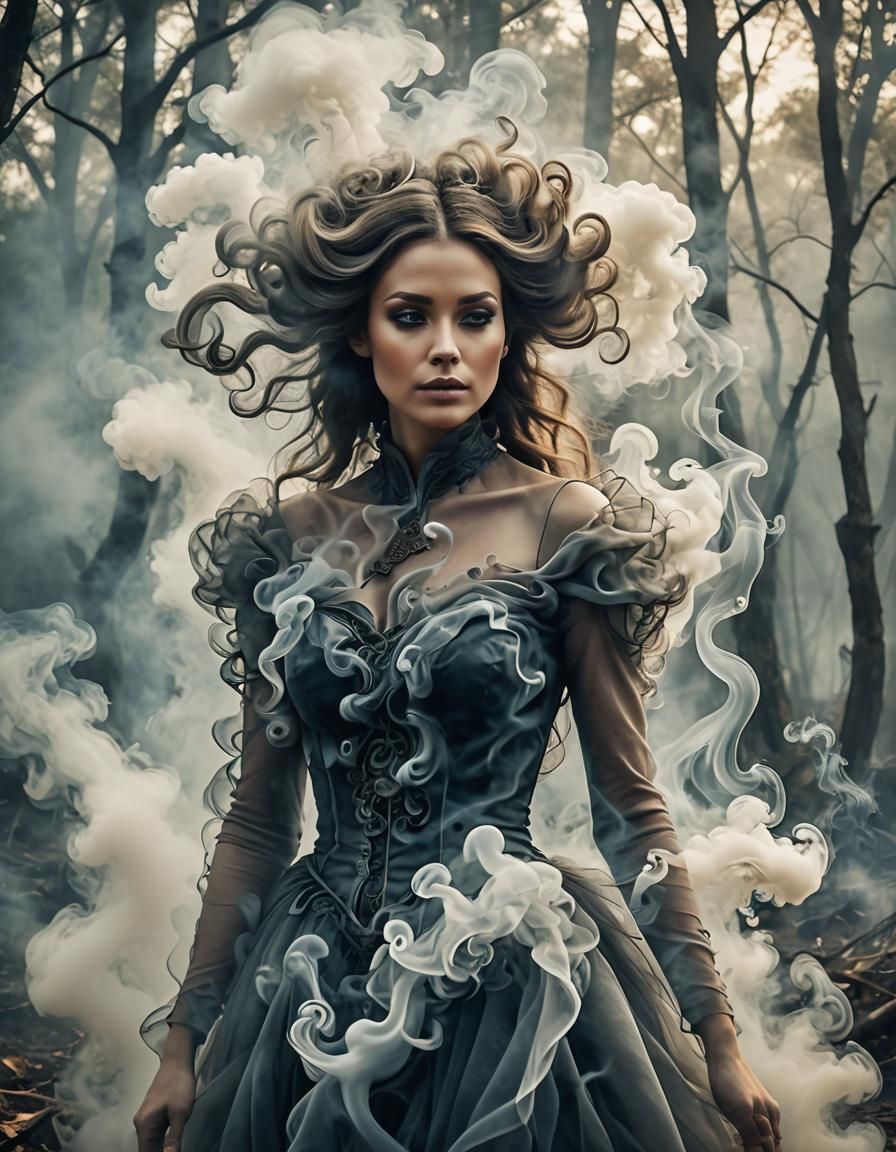 Smoke Weaves Ethereal Beauty in Surreal Fantasy Landscape
