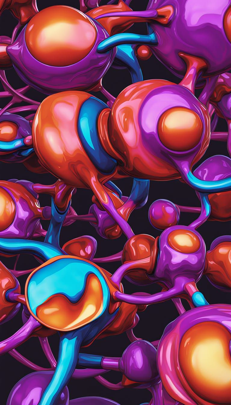 Psychedelic Molecule Hallucinations in Neon Maximalism