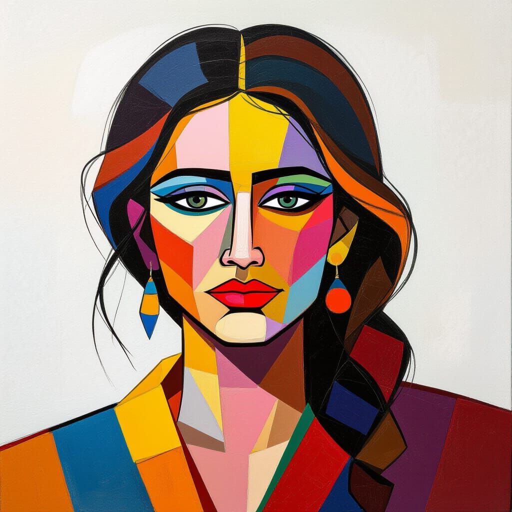 Abstract Colorful Painting on White Canvas