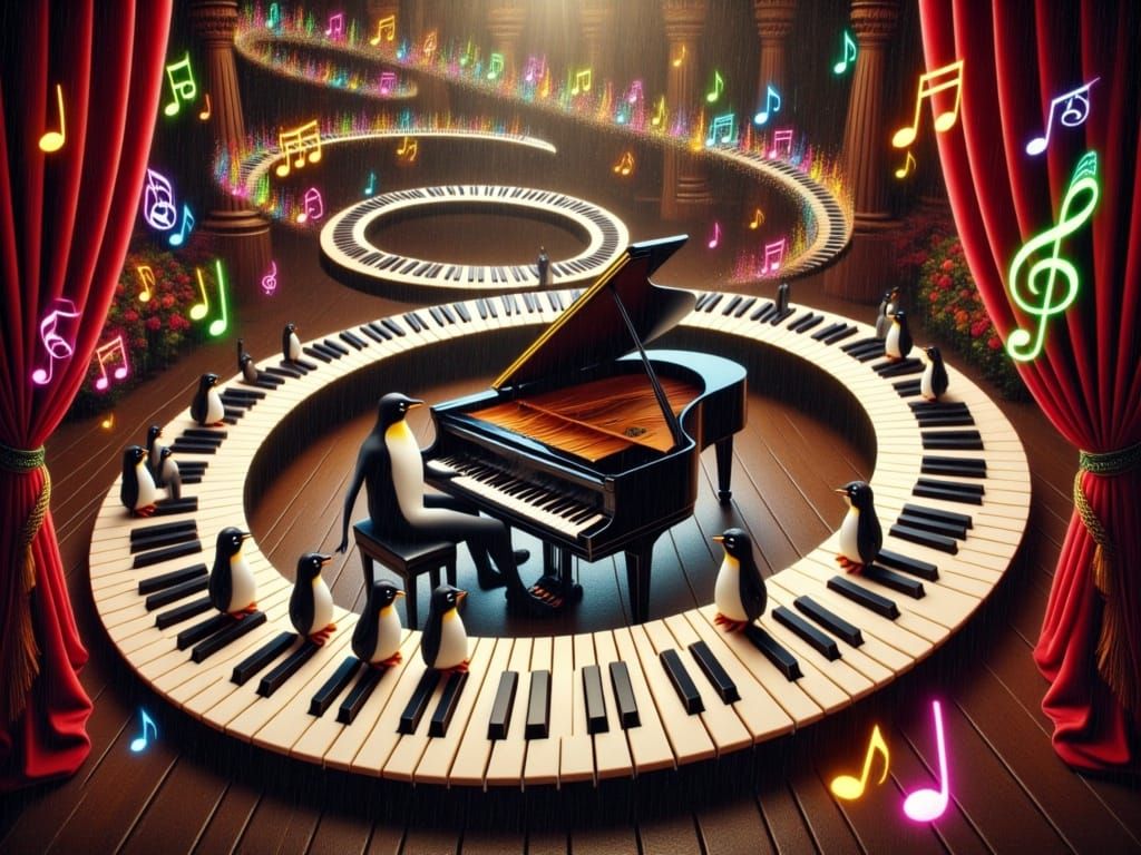 Enchanted Concert Hall with Penguin Maestro