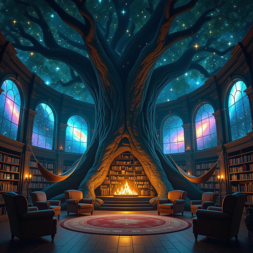 Colossal Tree-City Reading Chambers, Dreamlike Lighting