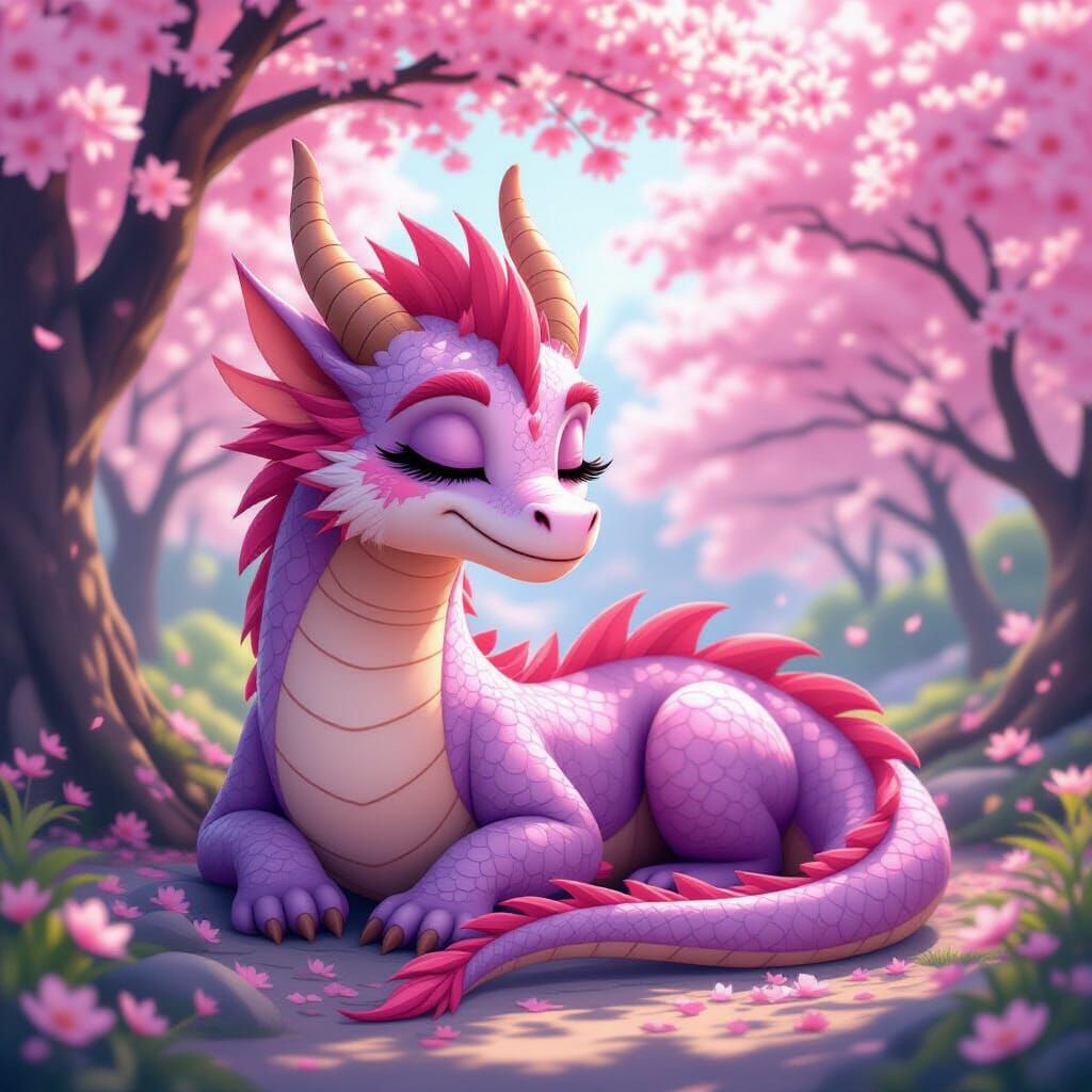 Friendly Dragon in Japan Amid Cherry Blossoms in DreamWorks ...