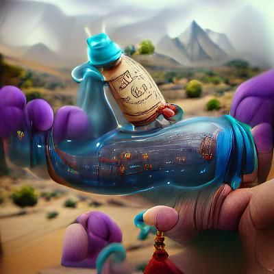 Genie in a bottle detailed matte painting trending on Artsta...