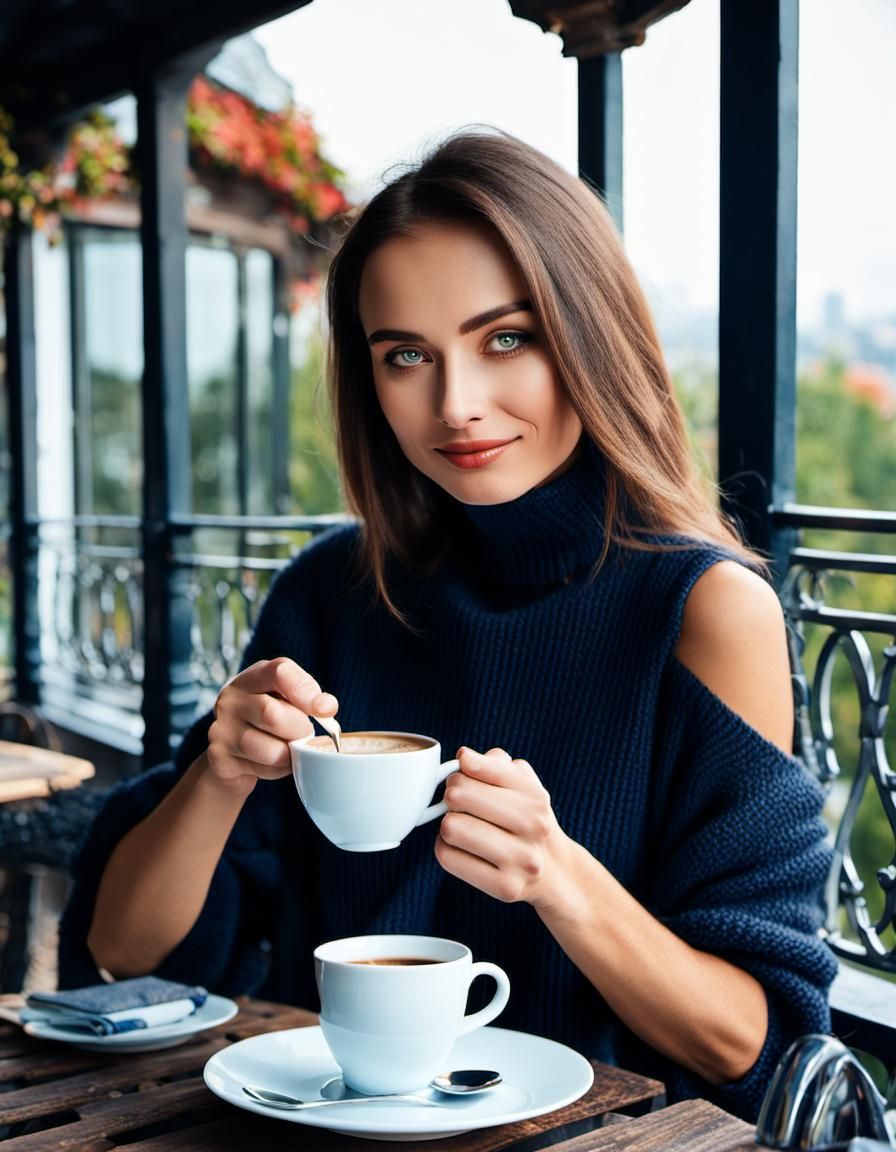 Morning Coffee Moment with a Beautiful Lady