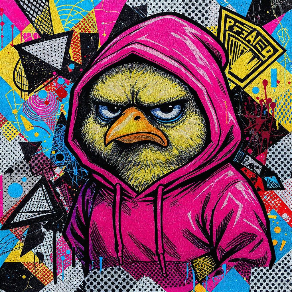 Grumpy Chick Graffiti Art in Street Art Style