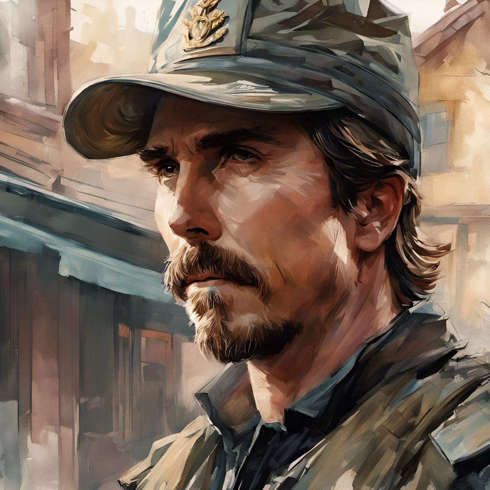 Christian Bale as Suburban Mailman in a Serene Landscape