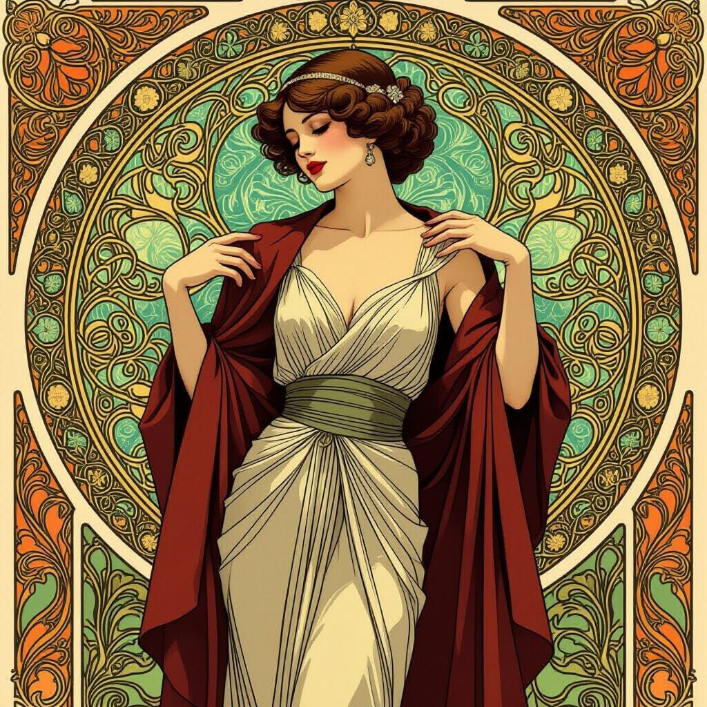 Elegant Woman in Art Nouveau Style