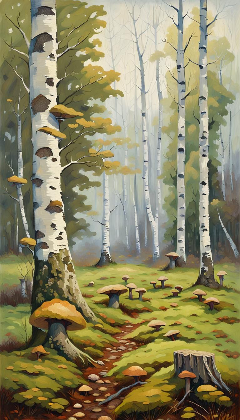 Foggy Birch Grove in Impressive Detail