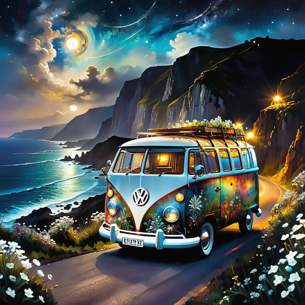 Road Trip through summer landscape