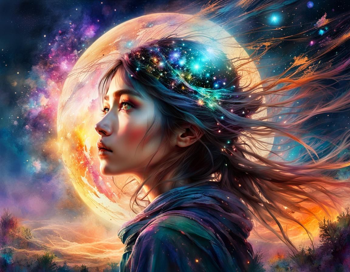 Galactic Goddess in Luminous Cosmic Elegance