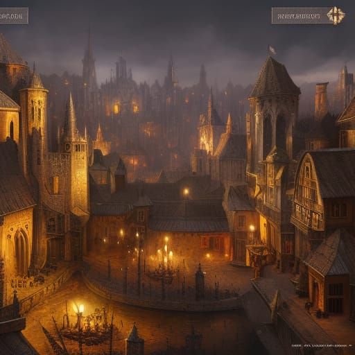 Fantastical Medieval City in Detailed Matte Painting