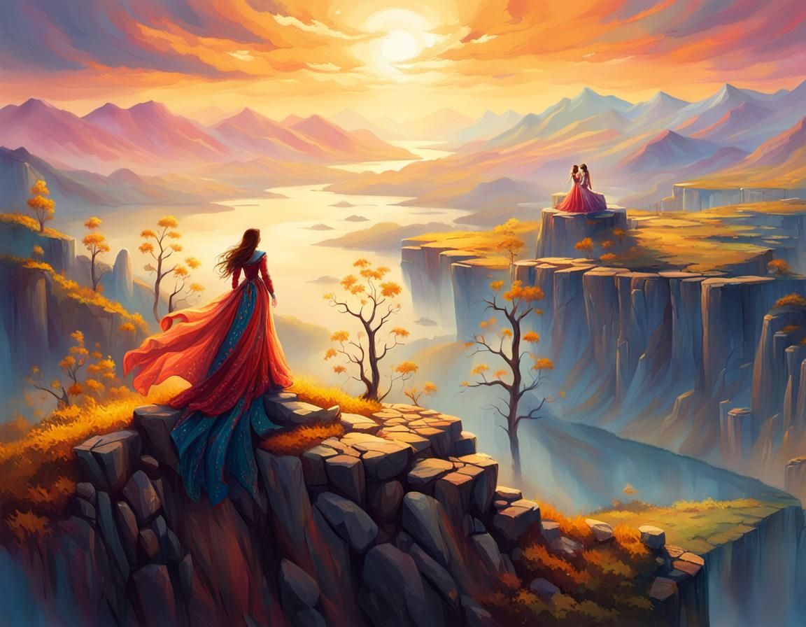 Stunning Fantasy Landscape in Vibrant Oil Painting Style