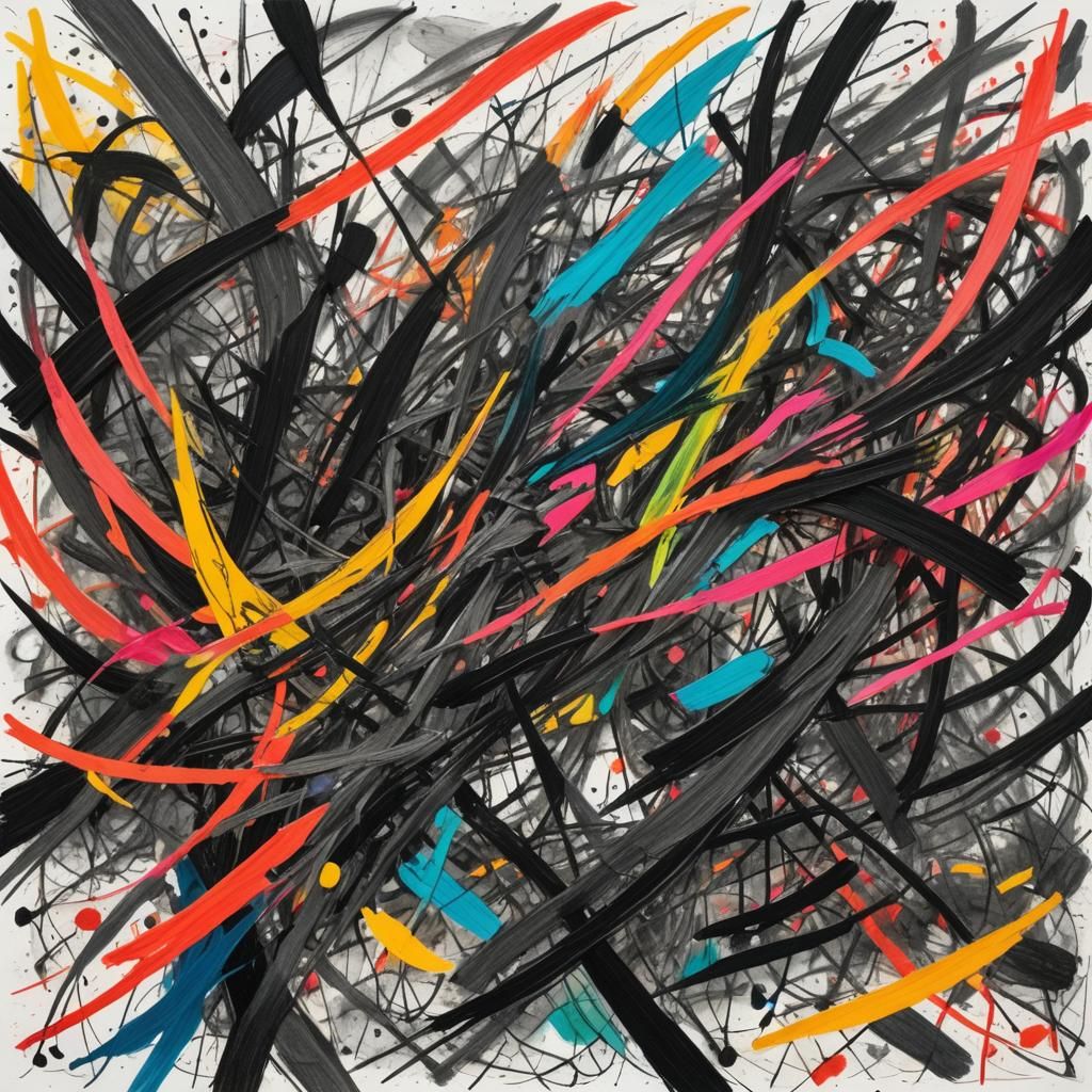 Vibrant Childlike Abstract Art in Mixed Media