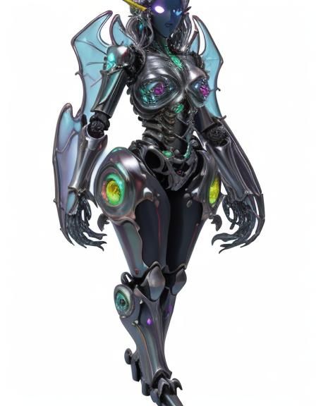 Metallic Dragon Girl with Rainbow Slime Body