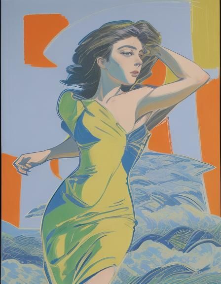 Woman Contemplating the Sky in Fauvist Style