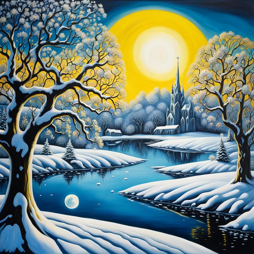 Breathtaking Gothic Winter Wonderland in Vibrant Colors