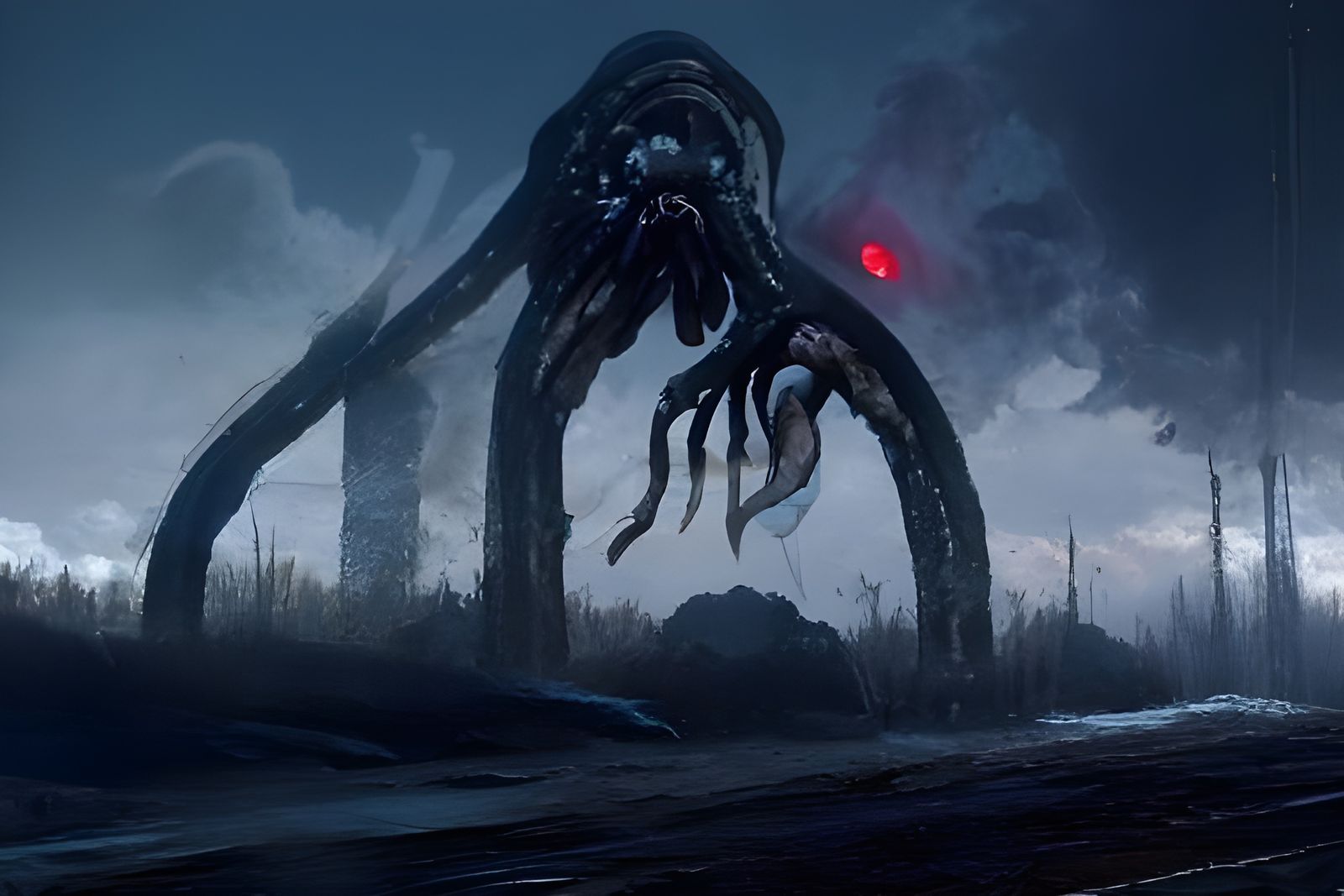 Lovecraftian Mind Flayer in Stranger Things Style