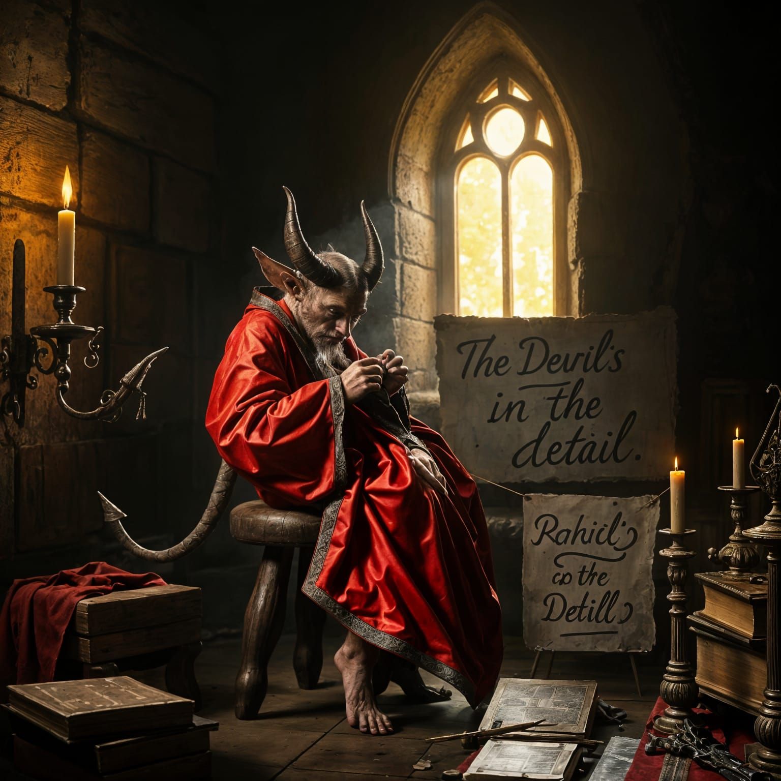 Meticulous Devil in Chiaroscuro Lighting