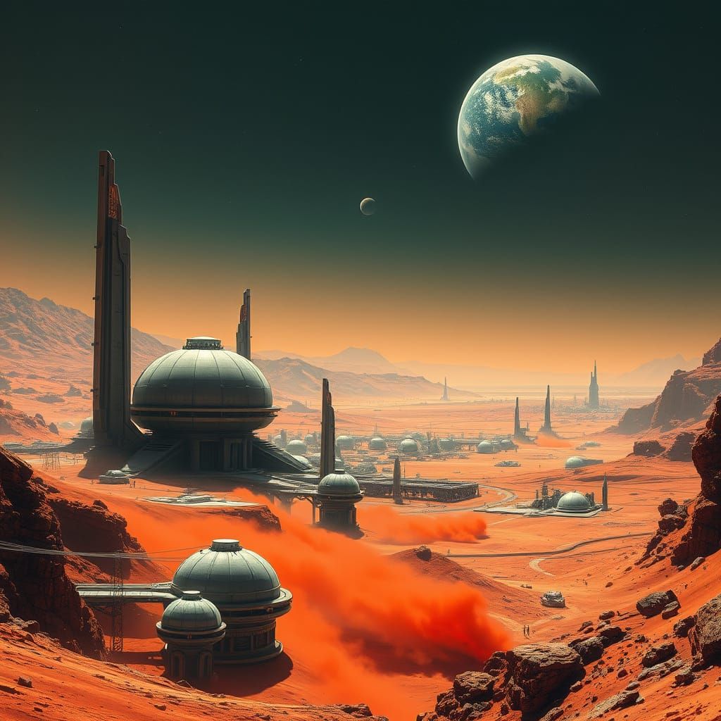 Futuristic Martian Cityscape Concept Art