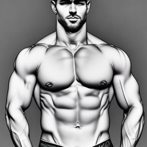 Muscular Figure in Moody Pencil Drawing