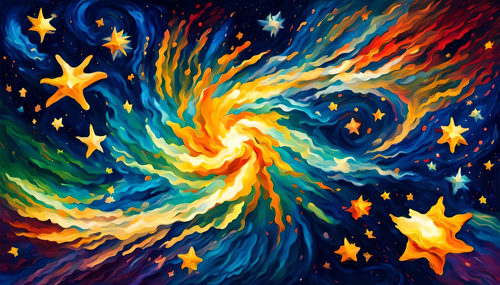 Double Star System as Impressionist Impasto Painting