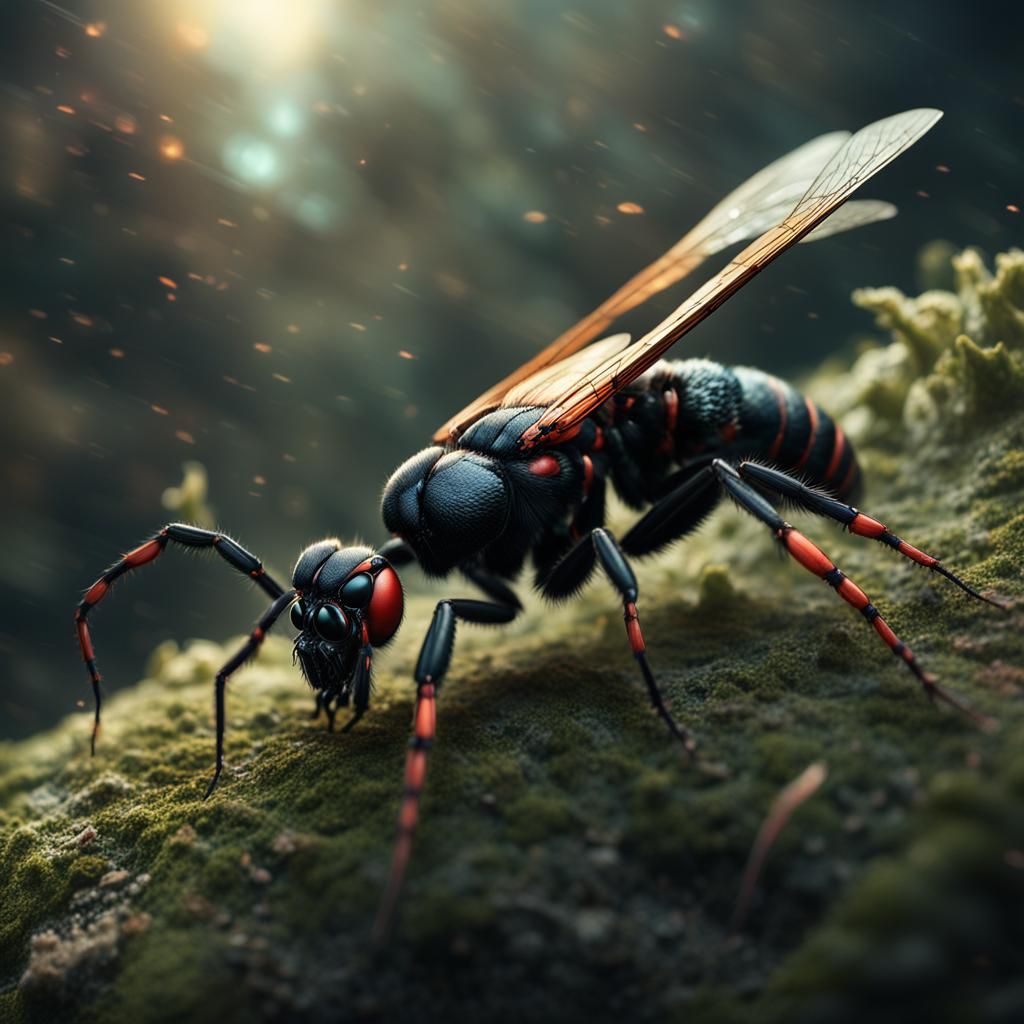 Epic Cinematic Spider Wasp Digital Matte Painting