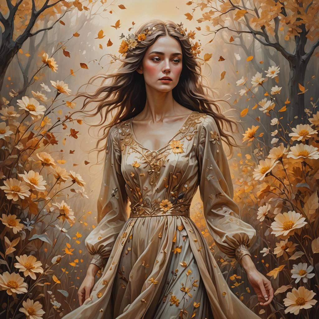 Whimsical Autumn Dreamscape in Oil Painting Style